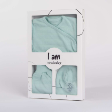  3-részes baba együttes újszülötteknek New Baby I AM kék, vel. 56 (0-3 h)