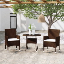  3 részes barna polyrattan kerti étkezőgarnitúra kerti bútor
