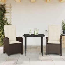 3 részes barna polyrattan kerti étkezőgarnitúra párnával kerti bútor