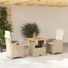  3 részes bézs polyrattan kerti étkezőgarnitúra párnákkal