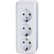  3 részes csatlakozóaljzat, falon kívüli, fehér villanyszerelés