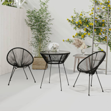 3 részes fekete PVC rattan kültéri étkezőgarnitúra kerti bútor