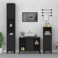  3 részes fekete szerelt fa fürdőszobai bútorszett fürdőszoba bútor