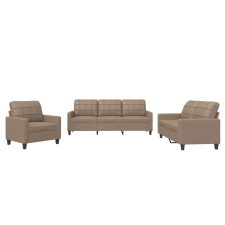  3 részes kávészínű műbőr ülőgarnitúra párnákkal bútor