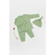  3 részes készlet: blúz, nadrág és kalap Printed, BabyCosy, 50% modál + 50% pamut, zöld (méret: 18-24 hónapos)