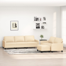  3 részes krémszínű szövet ülőgarnitúra párnákkal bútor