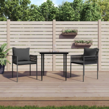 3-részes polyrattan és acél kerti étkezőgarnitúra párnával kerti bútor