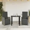  3 részes szürke polyrattan bisztrógarnitúra párnákkal