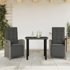  3 részes szürke polyrattan bisztrógarnitúra párnákkal kerti bútor