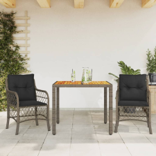 3 részes szürke polyrattan bisztrógarnitúra párnákkal kerti bútor