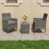  3 részes szürke polyrattan és edzett üveg bisztrószett