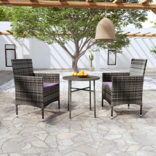 3 részes szürke polyrattan kerti étkezőgarnitúra kerti bútor