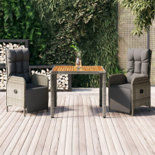3 részes szürke polyrattan kerti étkezőgarnitúra párnával kerti bútor
