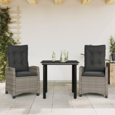3 részes szürke polyrattan kerti étkezőgarnitúra párnával kerti bútor
