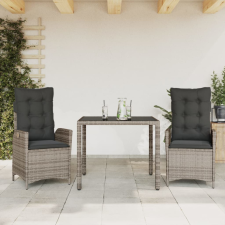 3 részes szürke polyrattan kerti étkezőgarnitúra párnával kerti bútor