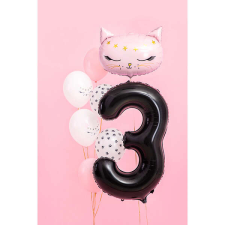 3. szám, fólia lufi, 86 cm, fekete party kellék