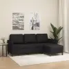  3 személyes fekete műbőr kanapé lábtartóval 180 cm