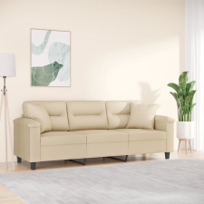 3 személyes krémszínű mikroszálas szövetkanapé párnákkal 180 cm bútor