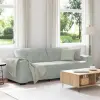  3 személyes világosszürke bársony kanapé 220 x 78 x 80 cm