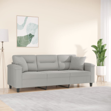 3 személyes világosszürke mikroszálas kanapé párnákkal 180 cm bútor