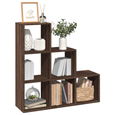   3 szintes barna tölgy fa térelválasztó könyvespolc 99x29x99 cm bútor