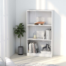  3-szintes magasfényű fehér forgácslap könyvszekrény 60x24x108cm bútor