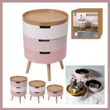  3 szintes tároló asztal/éjjeliszekrény rózsaszín HD6298 bútor