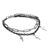  3 Villám charmos dupla karkötő, ezüst-fekete színű