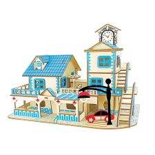 3D fa puzzle - Tengerparti úticél puzzle, kirakós