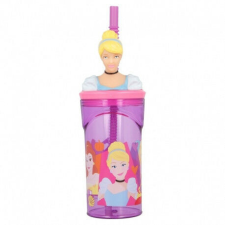  3D FIGURÁS PALACK SZÍVÓSZÁLLAL 360 ML DISNEY Hercegnők üdítős pohár