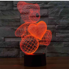  3D LED lámpa - Maci szívvel