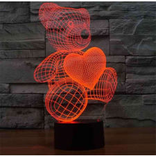  3D LED lámpa - Maci szívvel világítási kellék