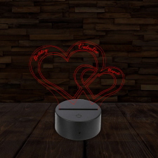  3D LED lámpa - Szívek Valentin napra világítási kellék