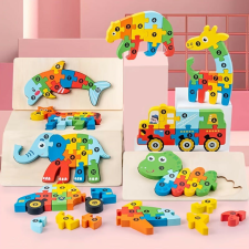  3D-s Montessori fa puzzle játék - Rakéta puzzle, kirakós