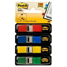 3M POSTIT Jelölőcímke, műanyag, 4x35 lap, 12x43 mm, 3M POSTIT, vegyes post-it