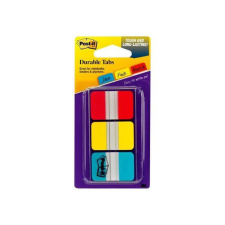 3M POSTIT Jelölőcímke, műanyag, megerősített, 3x22 lap, 25x38 mm, 3M POSTIT, vegyes információs címke
