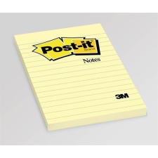 3M POSTIT Öntapadó jegyzettömb, 102x152 mm, 100 lap, vonalas, , sárga jegyzettömb