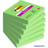 3M POSTIT Öntapadó jegyzettömb, 76x76 mm, 6x90 lap, 3M POSTIT "Super Sticky", zöld
