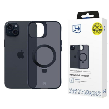 3MK Smoke Magsafe & Stand tok kitámasztóval iPhone 15 - fekete tok és táska