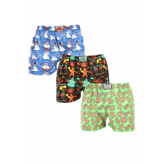  3PACK férfi bő szárú boxeralsók Styx art klasszikus gumipánt többszínű (3A17134) L