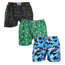  3PACK férfi bő szárú boxeralsók Styx art klasszikus gumipánt többszínű (3A18023) L