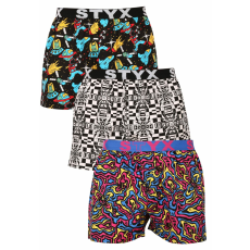  3PACK férfi bő szárú boxeralsók Styx art sportos gumipánt többszínű (3B14051) M