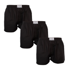 3PACK férfi bő szárú boxeralsók Styx klasszikus gumipánt fekete (3A0960) M férfi alsó