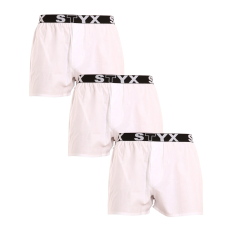  3PACK férfi bő szárú boxeralsók Styx sportos gumipánt fehér (3B1061) L