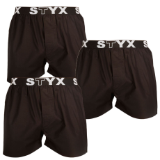  3PACK Férfi bő szárú boxeralsók Styx sportos gumipánt fekete (3B960) XL