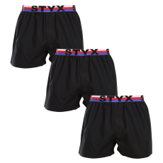  3PACK férfi bő szárú boxeralsók Styx sportos gumipánt fekete tricolor (3B1960) M