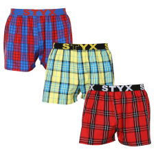  3PACK férfi bő szárú boxeralsók Styx sportos gumipánt többszínű (3B10123) L