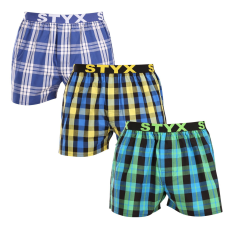  3PACK férfi bő szárú boxeralsók Styx sportos gumipánt többszínű (3B103840) XXL