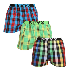 3PACK férfi bő szárú boxeralsók Styx sportos gumipánt többszínű (3B11123) M férfi alsó