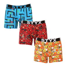 3PACK férfi boxeralsó Styx hosszú art sportos gumipánt többszínben (3U12914) XL
